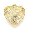 Textured Acrylic Pendants, Heart Charms, Gold, 37x34.5x13~13.5mm, Hole: 2.5mm