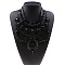 Alloy Crystal Rhinestone Trible Floral Chunky Bib Necklaces for Women, Black, Jet, 16.93 inch(43cm)