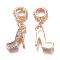 Alloy Rhinestone European Dangle Charms, Large Hole Pendants, High-heeled Shoes, Golden, 30mm, Hole: 4.5mm