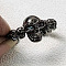 Adjustable Zinc Alloy Cuff Rings for Men, Skull, Gunmetal, Inner Diameter: 14~20mm