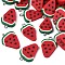 Polymer Clay Pendants, Watermelon, Red, 17~22x15~17x3~5mm, Hole: 2mm