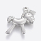 Tarnish Resistant 304 Stainless Steel Pendants, Horse, Stainless Steel Color, 20x19x4mm, Hole: 2mm