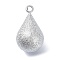 Brass Bell Pendants, Suikin Bell, Teardrop Charms, Silver, 30.5x17~17.5mm, Hole: 2.8mm