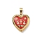 304 Stainless Steel Locket Pendants, Ion Plating(IP), Heart with Pattern Charms, Red, 25x22.5x5.5mm, Hole: 8x4mm, Inner Diameter: 16.5x16.5mm