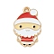 Christmas Alloy Enamel Pendants, Golden, Santa Claus, 22.5x15x1.2mm, Hole: 1.6mm