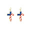 Independence Day Alloy Enamel Dangle Earrings, Cross with American Flag Pattern, Golden, 25x16mm