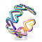 Ion Plating(IP) 304 Stainless Steel Hollow Heart Cuff Rings, Open Rings for Women Girls, Rainbow Color, US Size 6(17.1mm)