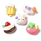 Opaque Resin Decoden Cabochons, Ice Cream & Rabbit & Cake, Mixed Shapes, Mixed Color, 14~19x14~24x9~10mm