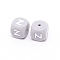 Silicone Beads, Cube with Letter.Z, Gray, 12x12x12mm, Hole: 2mm
