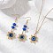 Glass & Resin Pendant Necklaces & Dangle Earrings Sets, 304 Stainless Steel Jewelry Sets, Sun with Evil Eye, Dark Blue, 17.52 inch(445mm)
