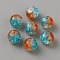 Two Tone Transparent Crackle Glass Beads, Round, Cyan, 10x9mm, Hole: 1.6mm