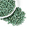 Picasso Glass Seed Beads, Bicone, Faceted, Medium Aquamarine, 4~4.5x3.5~4mm, Hole: 1~1.2mm, about 675pcs/50g