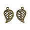 Tibetan Style Alloy Leaf Pendants, Cadmium Free & Nickel Free & Lead Free, Antique Bronze, 17.5x9.5x1mm, Hole: 1.5mm, about 2435pcs/1000g
