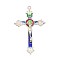Alloy Enamel Crucifix Cross Pendants, For Easter, Colorful, Silver Color Plated, 49x31x5mm, Hole: 1mm