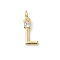 Brass Pave Clear Cubic Zirconia Charms, Letter Charms, with Jump Ring, Rack Plating, Long-Lasting Plated, Lead Free & Cadmium Free, Real 18K Gold Plated, Letter L, 12~12.5x3~10x2.3mm, Hole: 3.3mm