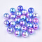 Rainbow ABS Plastic Imitation Pearl Beads, Gradient Mermaid Pearl Beads, Round, Medium Orchid, 5x4.5mm, Hole: 1.4mm, about 9000pcs/500g