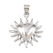 Brass Pendants, Heart Sun, Platinum, 26.5x24x4mm, Hole: 5x4.2mm