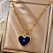 Elegant Fashionable Brass Micro Pave Clear Shiny Cubic Zirconia Heart Necklaces for Daily Wear, Golden, Blue, 15.75 inch(40cm)