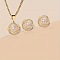 Alloy Rhinestone Pendant Necklace & Stud Earring Sets for Women, Imitation Pearl Jewelry Sets for Women, Seashell Color, Necklace: 450mm