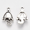 Tibetan Style Alloy Pendant Enamel & Rhinestone Settings, Umbrella, Cadmium Free & Lead Free,, Antique Silver, Fit for 0.5mm Rhinestone, 17x10.5x3.5mm, Hole: 2mm, about 1250pcs/1000g