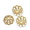 Multi-Petal Flower Brass Fancy Bead Caps, Lead Free & Nickel Free & Cadmium Free, Real 18K Gold Plated, 8x3mm, Hole: 1.5mm