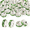 30Pcs 2 Colors Brass Rhinestone Spacer Beads, Straight Flange, Rondelle, Silver, Peridot, 6x3mm, Hole: 1mm, 15pcs/style
