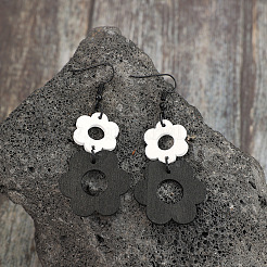 Серьги-подвески из сплава цветов и дерева&nbsp;FS-WGFCC0C-01