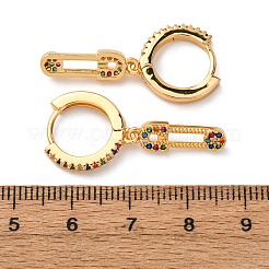 Серьги-кольца из латуни с английской булавкой и фианитом&nbsp;EJEW-F384-15G-02