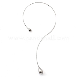 Открытые манжеты-ожерелья из нержавеющей стали 304 с подвеской-слезой для женщин&nbsp;NJEW-R003-02P-02