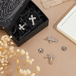 4 шт. цветочный крест из цинкового сплава со стразами на лацкан для рюкзака&nbsp;JEWB-FH0002-32P