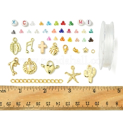 Наборы для изготовления браслетов из круглого стеклянного бисера и подвесок из сплава своими руками&nbsp;DIY-FS0007-19