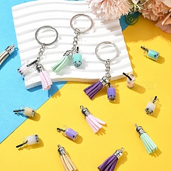 Наборы для изготовления брелков-подвесок с кисточками своими руками из железной и стеклянной бутылки с подвеской из искусственной замши&nbsp;DIY-YW0009-99