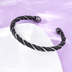 Браслеты-манжеты из хирургической нержавеющей стали 316 в форме витой веревки&nbsp;BJEW-P319-04B