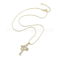 Ожерелья с подвесками из латуни с прозрачным кубическим цирконием&nbsp;LS-NJEW-B101-07G-02