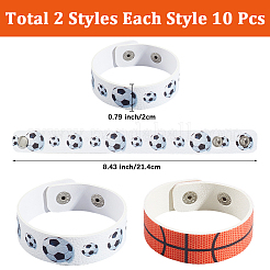 20шт 2 стиля кожаный широкий шнур браслет с кнопкой для мужчин и женщин&nbsp;GUQI-CL0001-02A