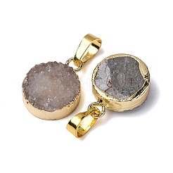 Плоские круглые окрашенные естественно druzy агат подвески&nbsp;G-F229-18A