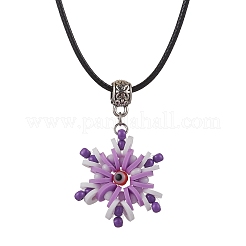 Стеклянные бусины и полимерная глина и ожерелья с подвесками в виде снежинок от сглаза&nbsp;NJEW-MZ00102-05