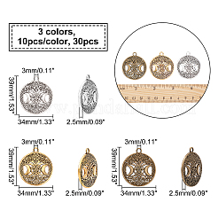 30 шт. 3-х цветные подвески из полого сплава в тибетском стиле&nbsp;TIBEP-NB0001-25
