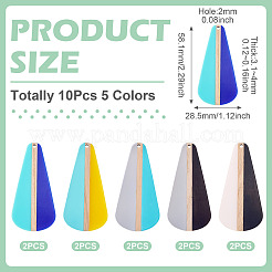 10 шт. подвески из прозрачной и непрозрачной смолы и дерева 5 цветов&nbsp;RESI-TA0004-66