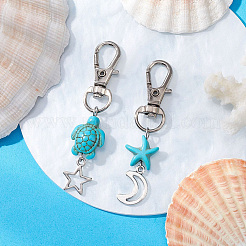 10 пакет 2 цвета морская звезда черепаха синтетическая бирюза подвеска украшения&nbsp;HJEW-CP0001-25