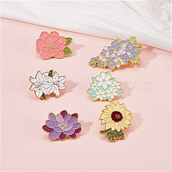 6шт 6 стильные эмалевые булавки в виде цветка&nbsp;JEWB-SZ0001-61