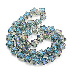 Нити прозрачных стеклянных бусин с гальваническим покрытием в форме полурадуги&nbsp;EGLA-G037-07A-HR04