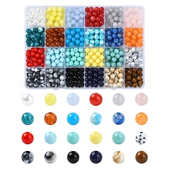 600шт 24 цвета непрозрачные акриловые бусины&nbsp;MACR-YW0003-26