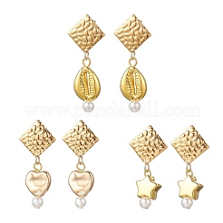 Ромбовидные пластиковые серьги-гвоздики ccb&nbsp;EJEW-JE06892