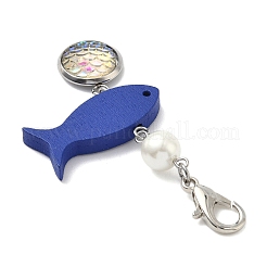 Плоские круглые подвески с рыбьей чешуей из нержавеющей стали 304 и смолы&nbsp;HJEW-JM04042