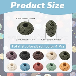 40 шт. 10-х цветные европейские бусины из натуральной лавы&nbsp;G-YW0003-01