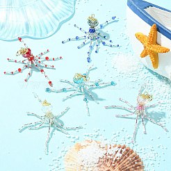 Подвески из стеклянных бусин в виде осьминога&nbsp;HJEW-MZ00030