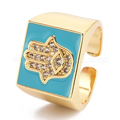 Латунные кольца из манжеты с прозрачным цирконием&nbsp;RJEW-H543-05G