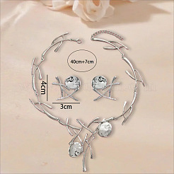 Ожерелья и серьги-гвоздики из сплава в стиле ранчо и плоской круглой формы&nbsp;FS-WGF5692-02