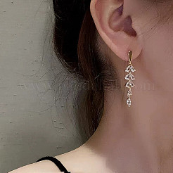 Серьги-гвоздики из сплава листьев и хрустальных страз&nbsp;FS-WG032E1-01